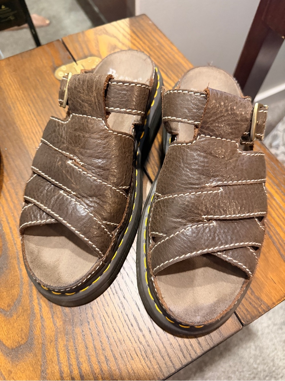 Dr Marten Maxxy Slide Brown Leather Sandals EUC